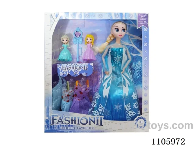 11 "solid frozen12 articulated Frozen Princess with multiple accessories window box