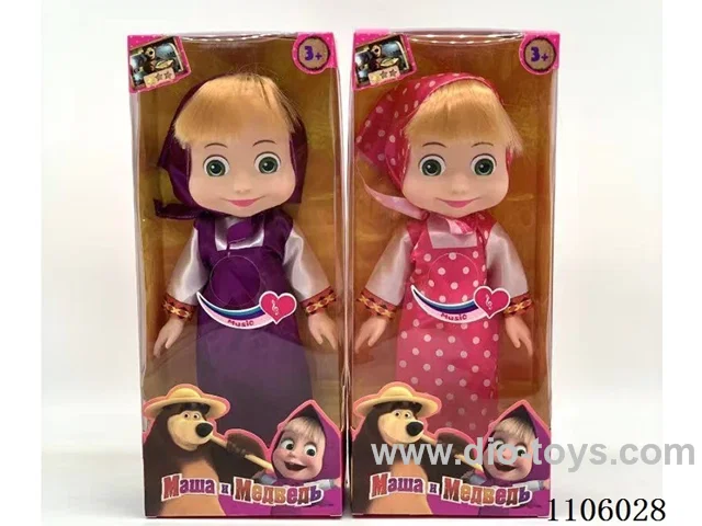 New full-body vinyl 14 "Masha Bear and Bear Doll 3D glass eyes with Martha Theme Song