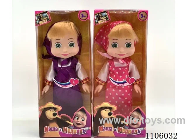 New full-body vinyl 10 "Masha Bear and Bear Doll 3D glass eyes with Martha Theme Song