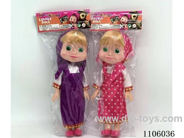 10 "whole Body Vinyl Martha and Masha Bear Doll 3D Glass eyes with Martha Theme music PVC card head bag 2 mixed