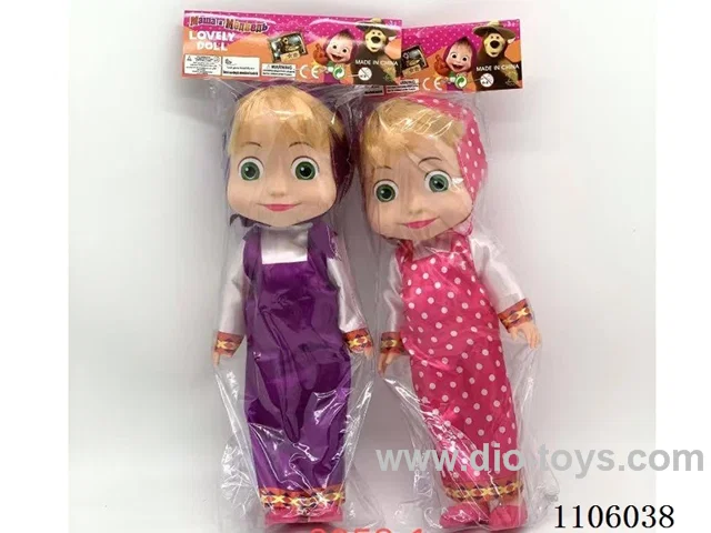 14 "Whole Body Vinyl Martha and Masha Bear Doll oil eyes with Martha theme music PVC card head bag 2 mixed