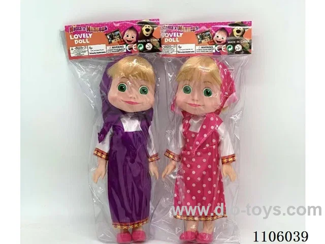 14 "Full body Vinyl Martha and Masha Bear Doll 3D Glass eyes with Martha Theme music PVC card head bag 2 mixed