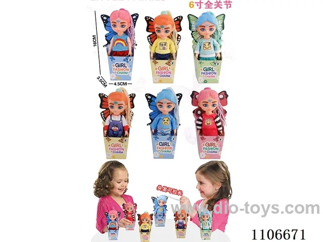6-inch 12-joint doll with thick eyebrows (6 mixed, hair can be elongated)