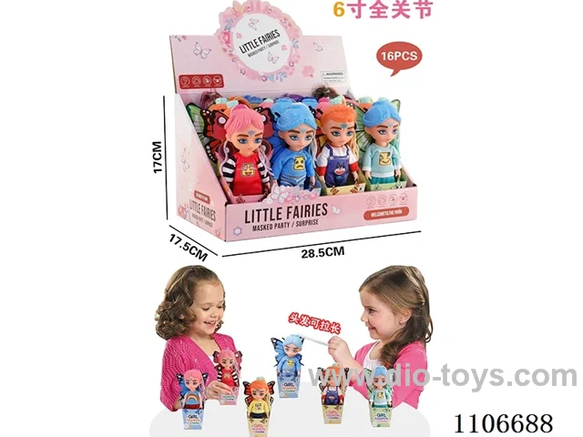 6-inch 12-joint doll with thick eyebrows (6 mixed, 16 pieces of hair can be elongated)