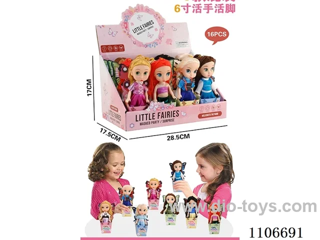 6 "Disney Dolls with live hands and feet (8 mixed,16 pieces)