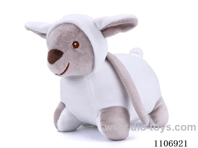 The lamb soothes the doll