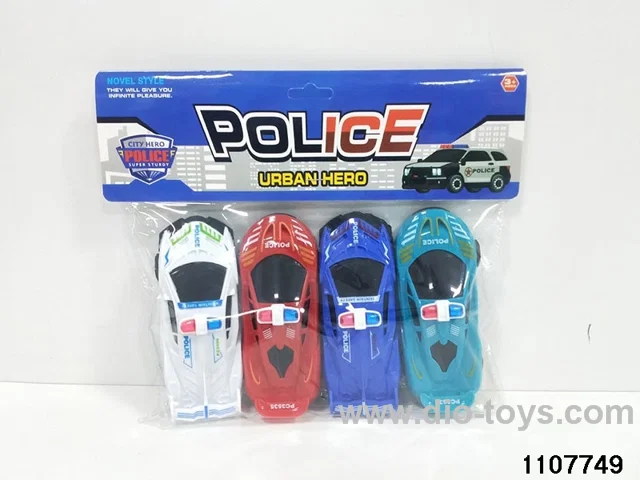 Pull back police car in PP bag with header
