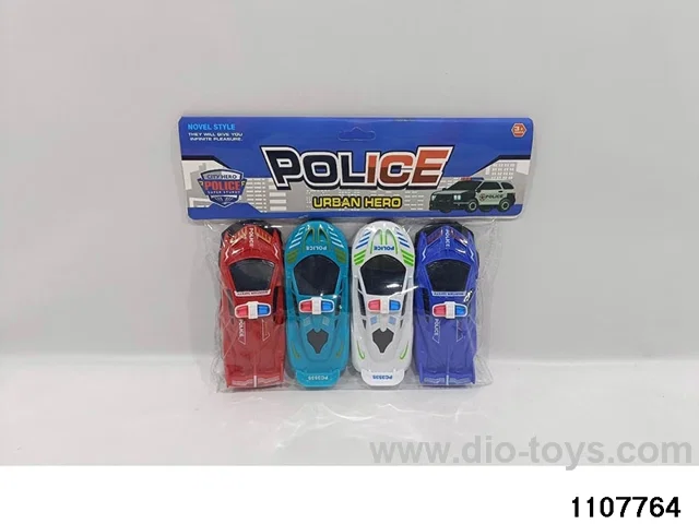 Pull back police car in PP bag with header