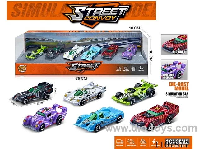 1:64 sliding alloy car 6PCS