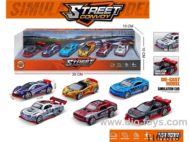 1:64 sliding alloy car 6PCS