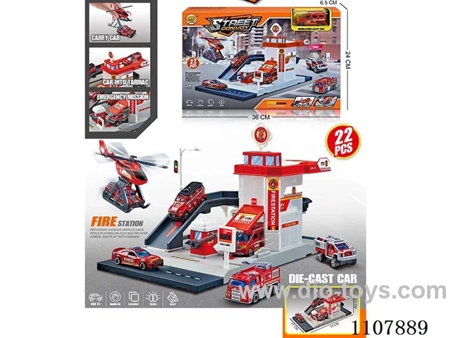 City Fire Station with 1 alloy car (parking lot)