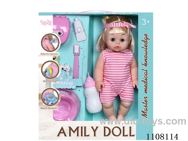 12 "Water pee Pee double straight hair doll (medical kit, vinyl hand, with IC)