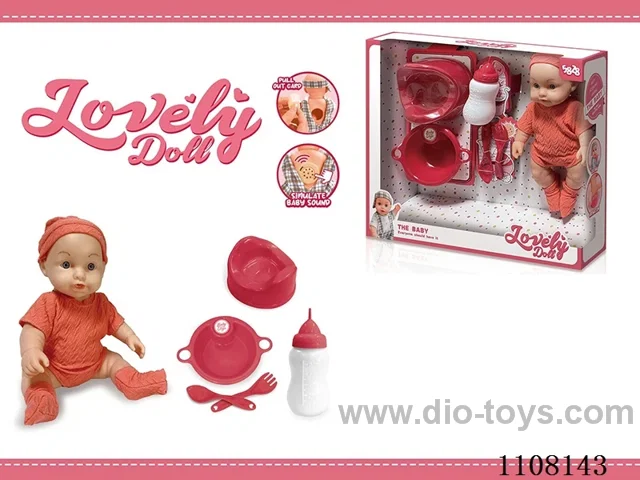 Full vinyl 12 inch boy doll set [Drink water pee baby bottle dinner plate fork spoon toilet IC]