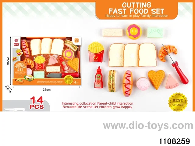 Western Food Cutting Toys Set（14pcs）in window box