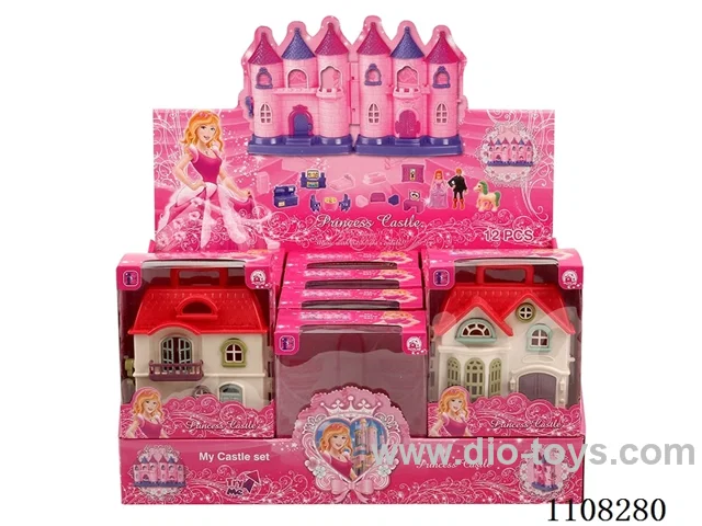 Single side mini villa + Furniture (2 types mixed) 12PCS /display box