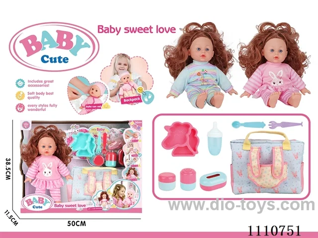 12-inch vinyl cotton girl doll without IC (Unicorn plate + fork + spoon + open bottle + 3-piece storage bottle + multi-function storage backpack)