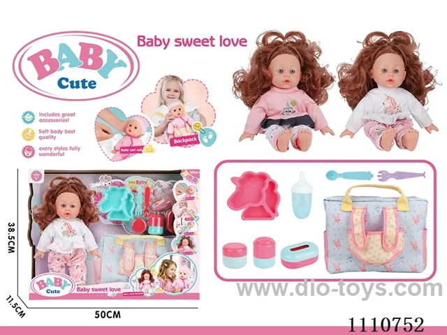 12-inch vinyl cotton girl doll without IC (Unicorn plate + fork + spoon + open bottle + 3-piece storage bottle + multi-function storage backpack)