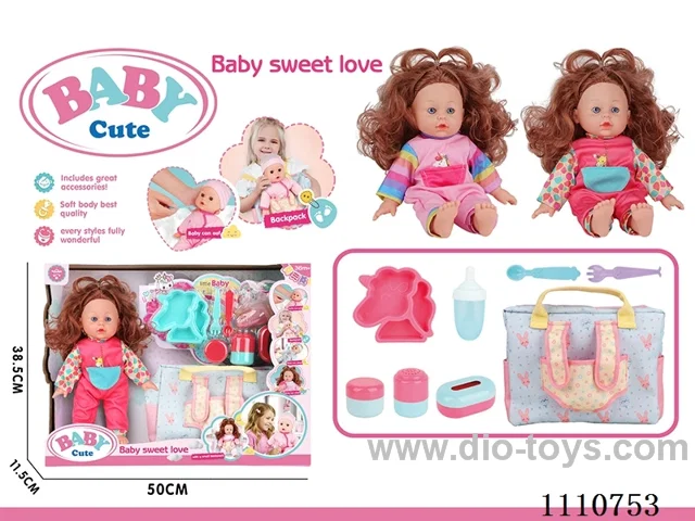 12-inch vinyl cotton girl doll without IC (Unicorn plate + fork + spoon + open bottle + 3-piece storage bottle + multi-function storage backpack)