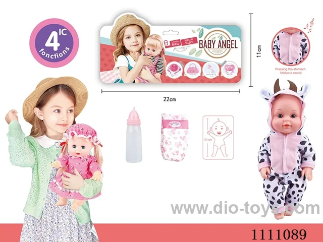12 "cow theme doll diaper + baby bottle 4 sound IC power package