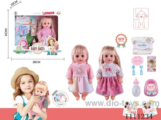 14 "4 tone empty doll dinner plate + bottle + diaper + tissue box + bedpan