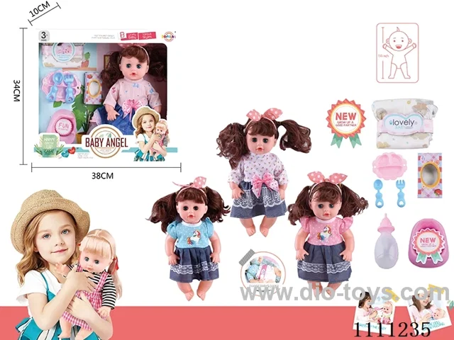 14 "4 tone empty doll dinner plate + bottle + diaper + tissue box + bedpan
