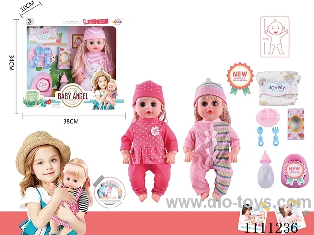 14 "4 tone empty doll dinner plate + bottle + diaper + tissue box + bedpan