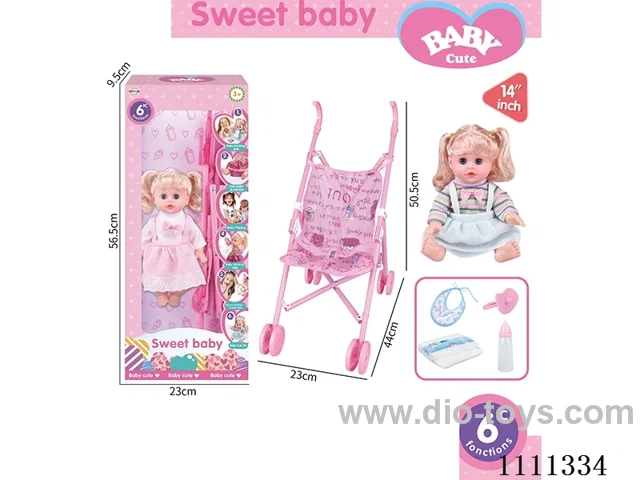 14 "Goldilocks girl doll 6-tone IC with 55cm plastic cart + pacifier + bottle + diaper + saliva towel
