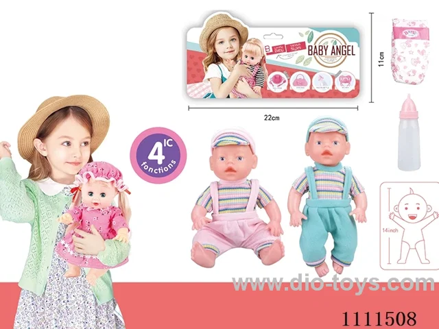 14 "boy doll with 4 tone IC water bottle + diaper