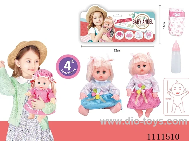 14 "girl doll with 4 tone IC water bottle + diaper