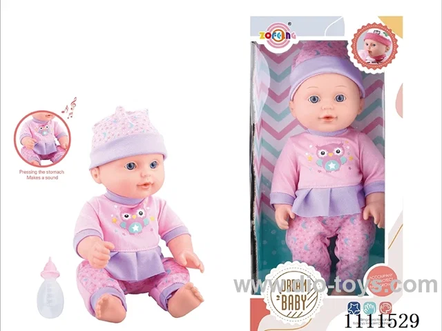High-end 12 inch IC6 sound doll + baby bottle (body hands and feet blow molding) drink water to pee