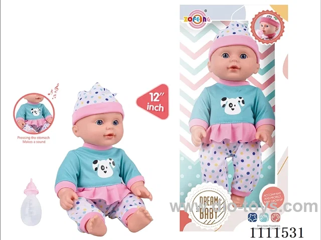 High-end 12 inch IC6 sound doll + baby bottle (body hands and feet blow molding) drink water to pee