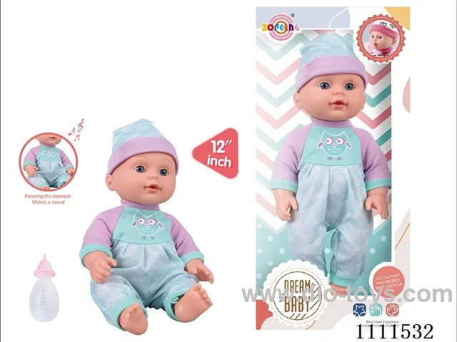 High-end 12 inch IC6 sound doll + baby bottle (body hands and feet blow molding) drink water to pee