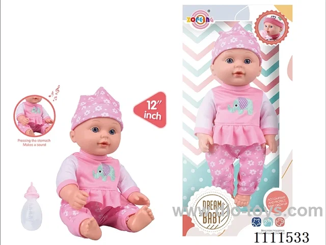 High-end 12 inch IC6 sound doll + baby bottle (body hands and feet blow molding) drink water to pee