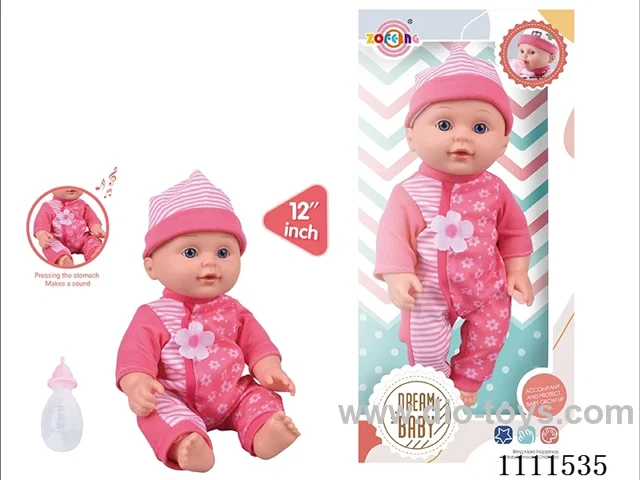 High-end 12 inch IC6 sound doll + baby bottle (body hands and feet blow molding)included battery
