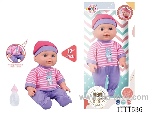 High-end 12 inch IC6 sound doll + baby bottle (body hands and feet blow molding) drink water to pee