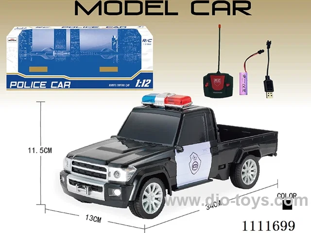 Remote control car 1:12 4 ch two-door pickup police car