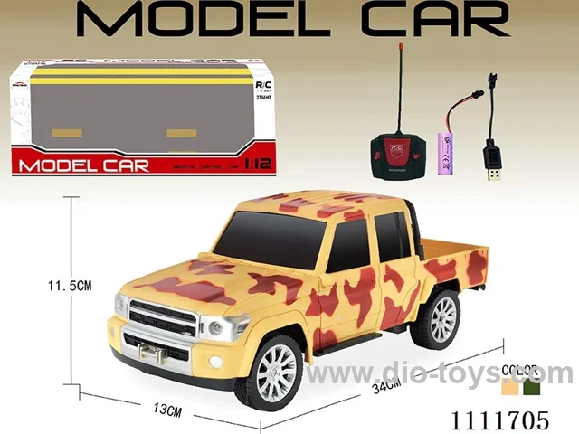 Remote control car 1:12 4 ch remote control camouflage pickup truck