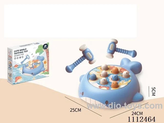 Whack-a-mole Whale (blue) with double hammer tape music