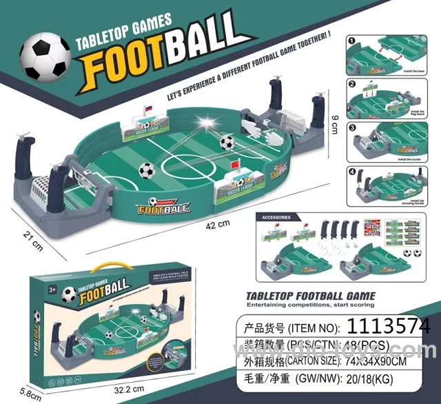 TWO-A-SIDE FOOTBALL TABLETOP TABLE IN COLOR BOX
