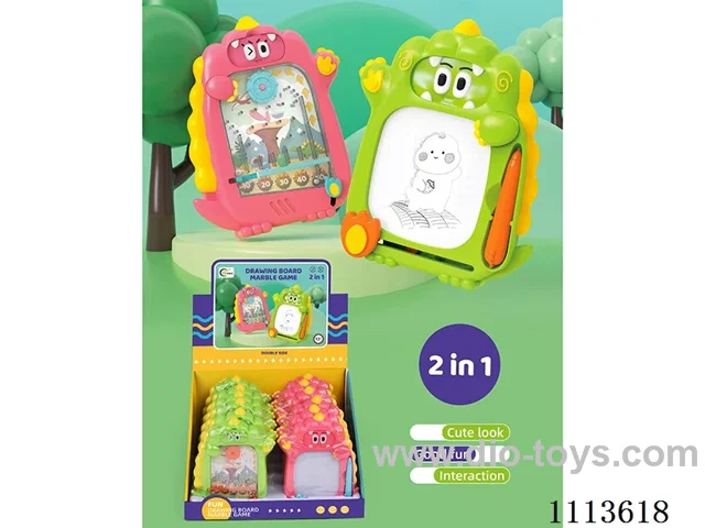 Fun 2 in 1 track Pinball game + Dinosaur drawing board