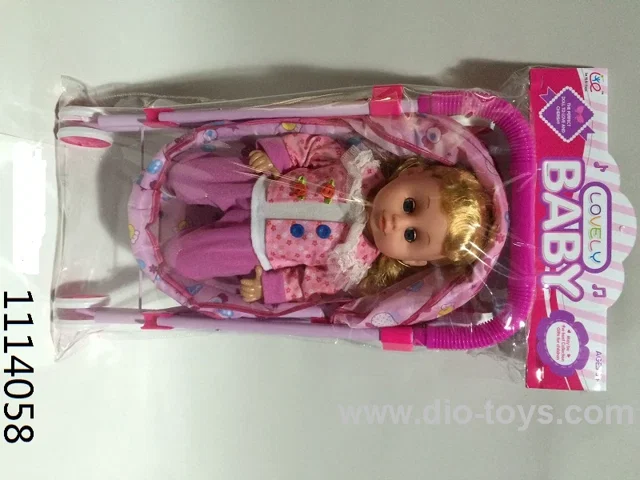 16 INCH LIVE EYE DOLL WITH TROLLEY PVC CARD HEAD BAG