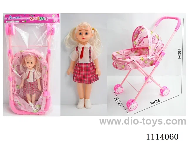 14 "32 cm 5 joint empty body live eye fat child doll iron cart mix