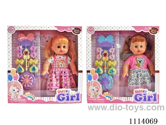 14 "30 cm 5 joint empty body bending foot live eye female fat child doll + blisting accessories +IC (AG13*2) two mixed