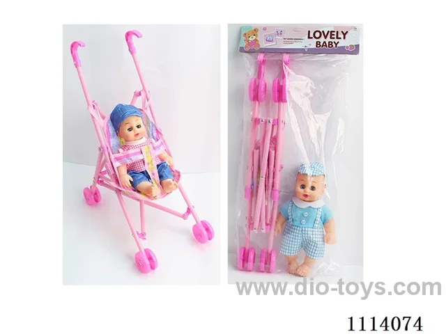 10 "23 cm 5 joint empty body bending foot live eye male fat child doll + plastic cart +IC (AG13*2) two mixed