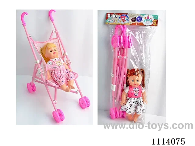 14 "30 cm 5 joint empty body bending foot live eye female fat child doll + plastic cart +IC (AG13*2) two mixed