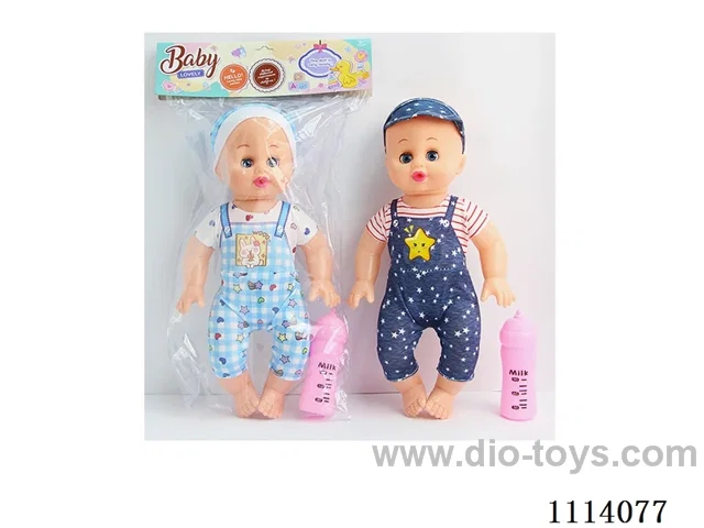 14 "30 cm 5 joint empty body bending foot live eye male fat child doll + baby bottle +IC (AG13*2) two mixed