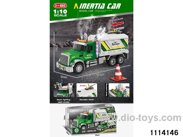 Sound and light sanitation vehicle with spray