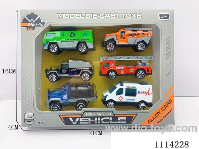 1:64 sliding alloy car 6PCS