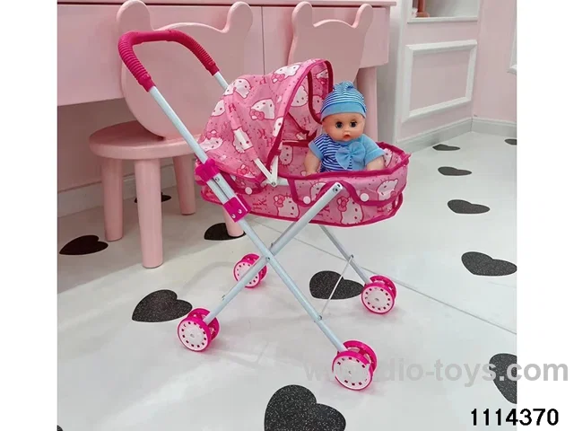 14 inch doll + baby stroller