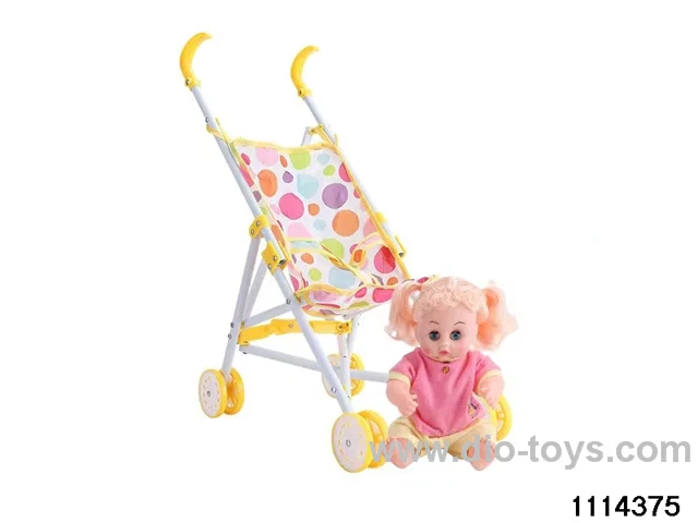 14 inch doll + baby stroller